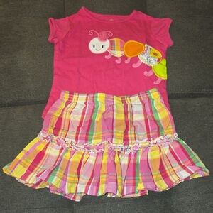 Colorful Caterpillar Tee with Plaid Skirt
